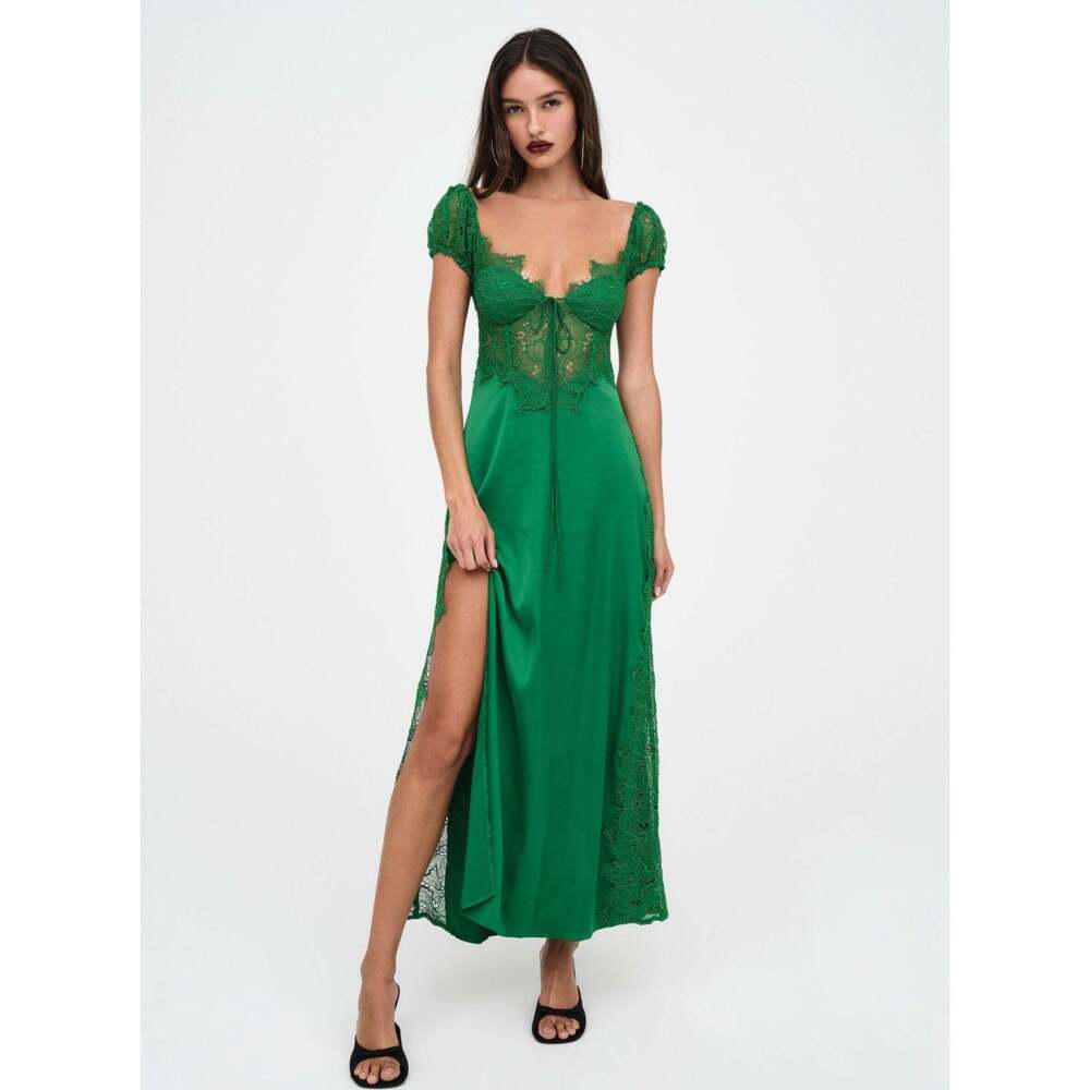 For Love & Lemons Casey Maxi Dress M / Green